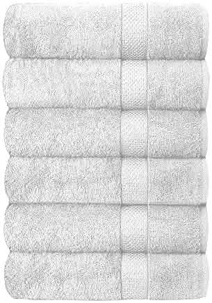 Image of Set of 6 Hotel & Spa 100% Cotton Bath Towels 27x52 inch
