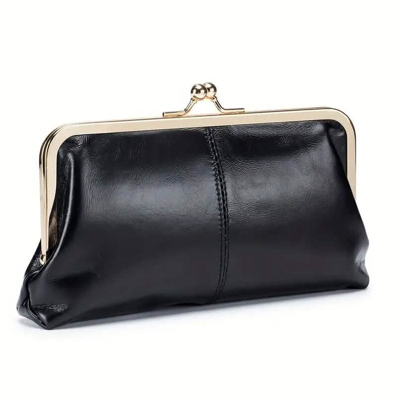 Image of Vintage Chic Leather Clutch Lady Purse