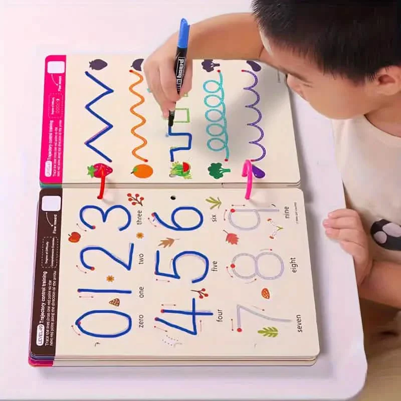 Image of Reusable Magic Practice Workbook Set with Erasable Pen and Refills