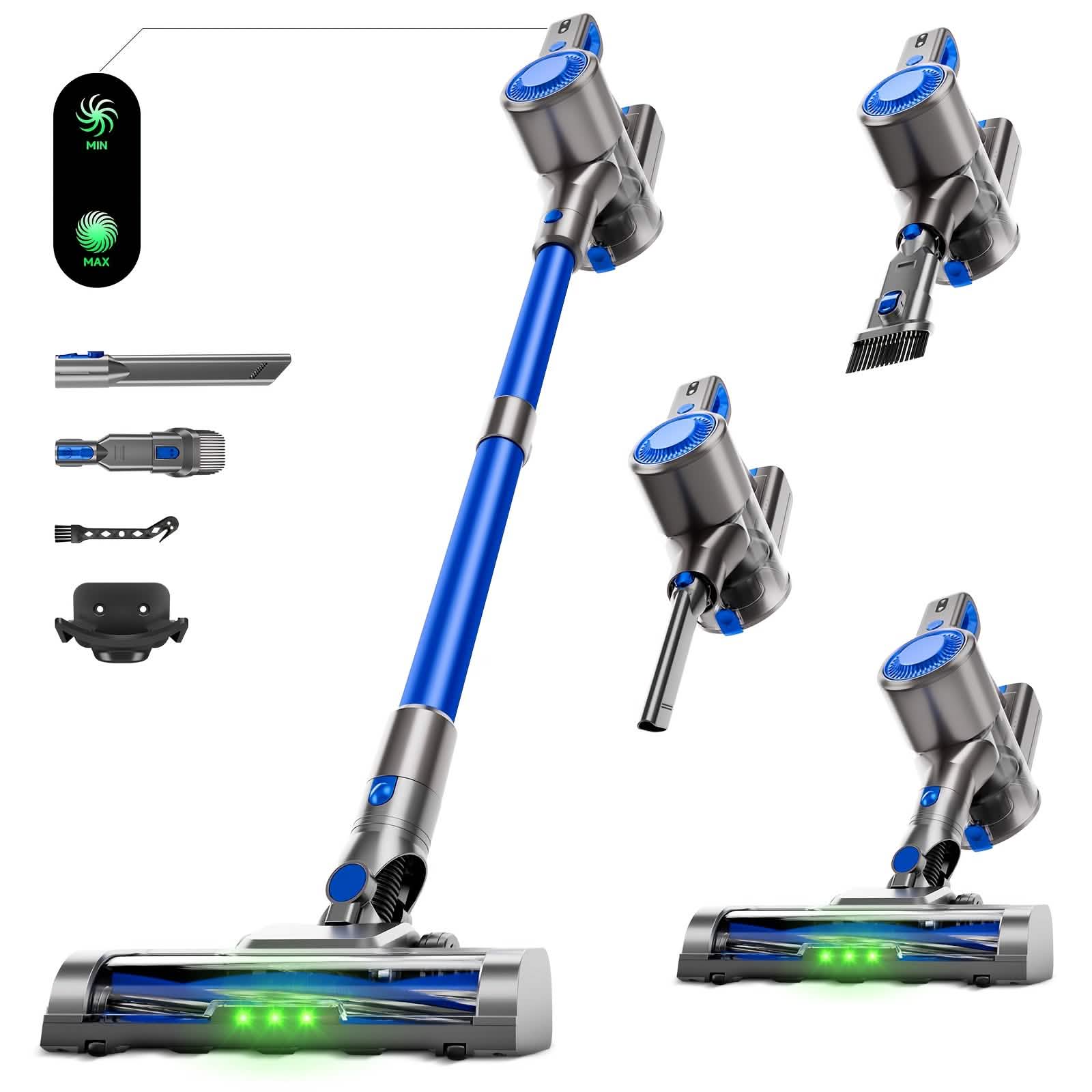 Image of Cordless Vacuum Cleaner with LED Light & Removable Battery – Blue