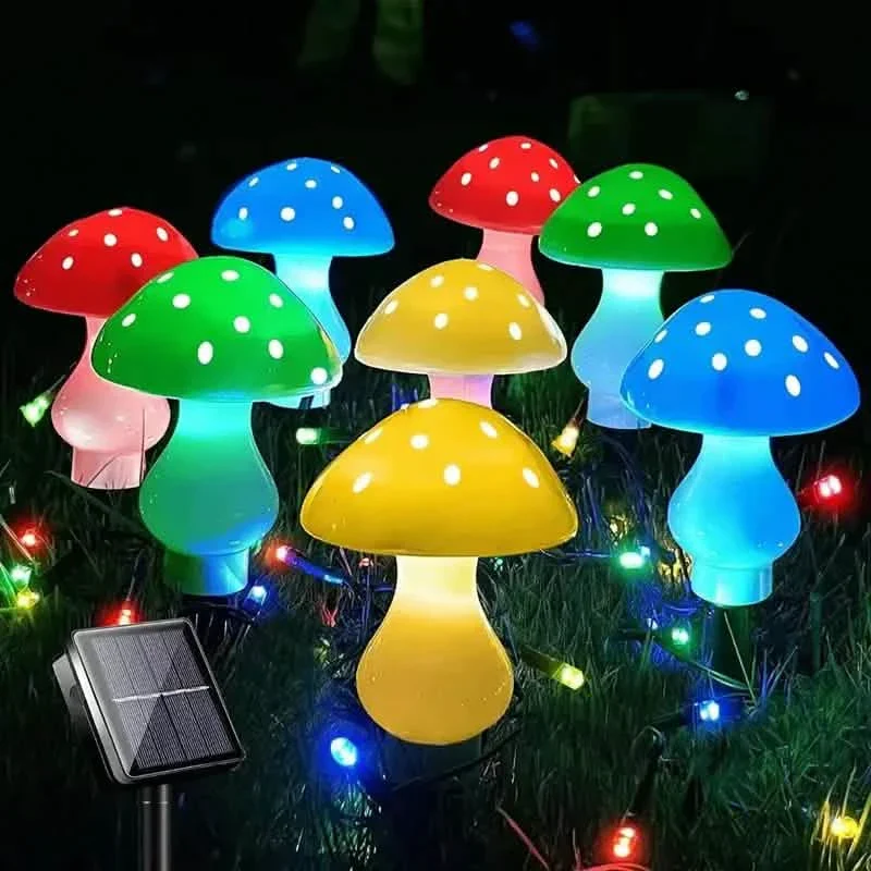 Image of Multi-Color Changing LED Solar Mushroom Light