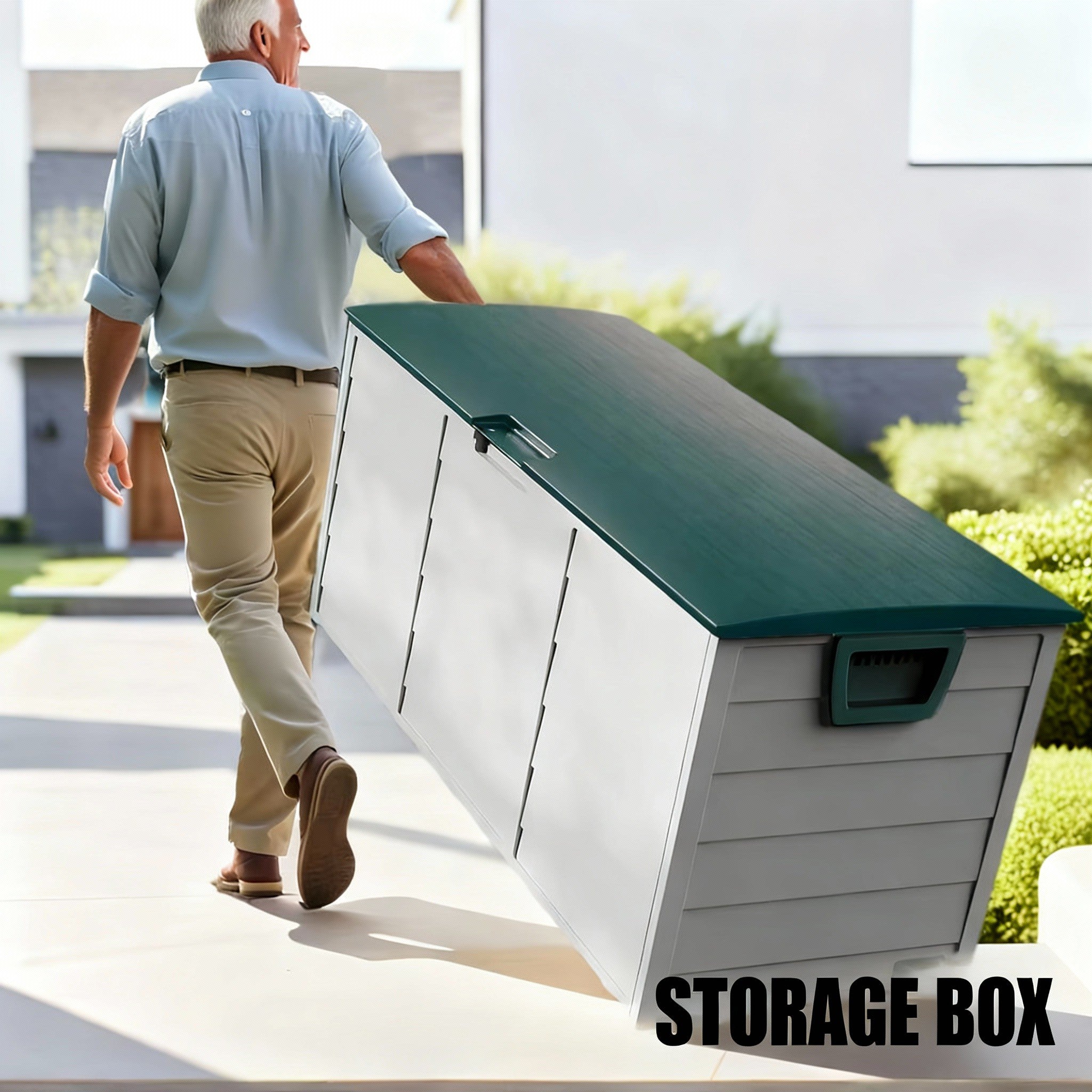 Image of 75 Gallon Heavy-Duty Outdoor Deck Box – Waterproof Patio Storage Box with Hinged Lid, Lockable & Easy Assembly