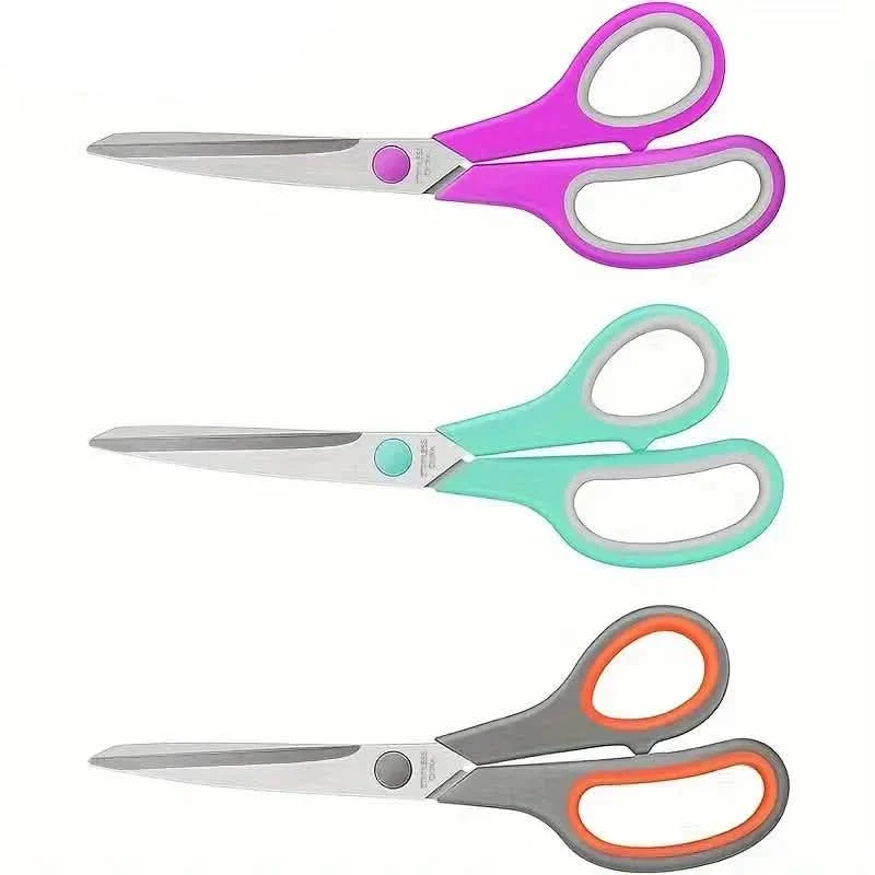 Image of 3-Pack: 8-Inch Multi-Purpose Scissors Set, Sharp Stainless Steel with Comfort Grip Handle