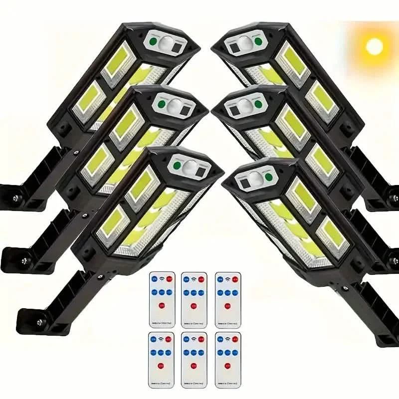 Image of 6-Pack: Solar Powered Motion Sensor Outdoor Garden Light with 108 COB LED Lights