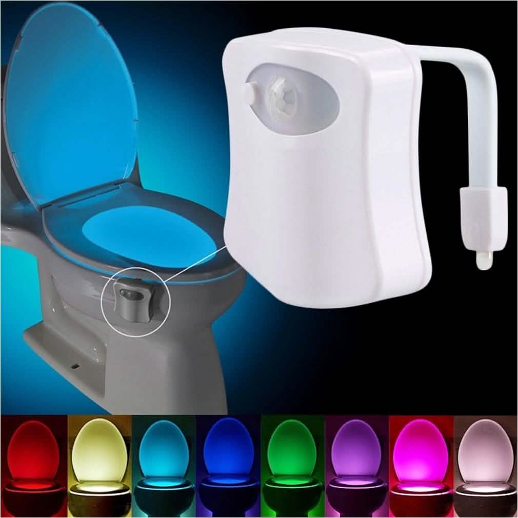 Image of 8-Color LED Sensor Motion-Activated Bathroom Toilet Light
