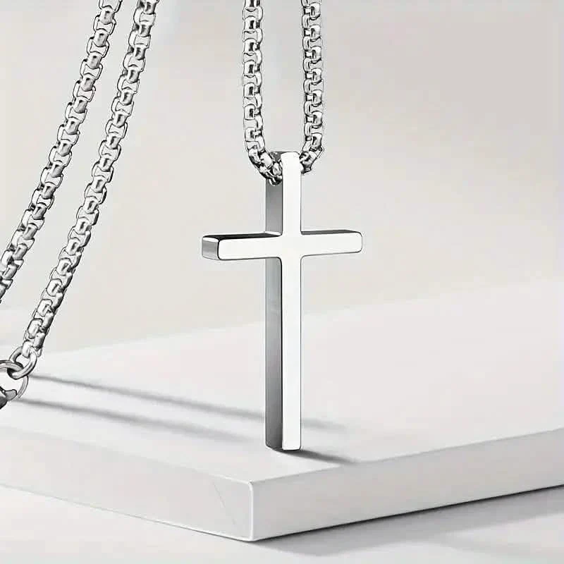 Image of Men's Fashion Stainless Steel Cross Pendant Necklace