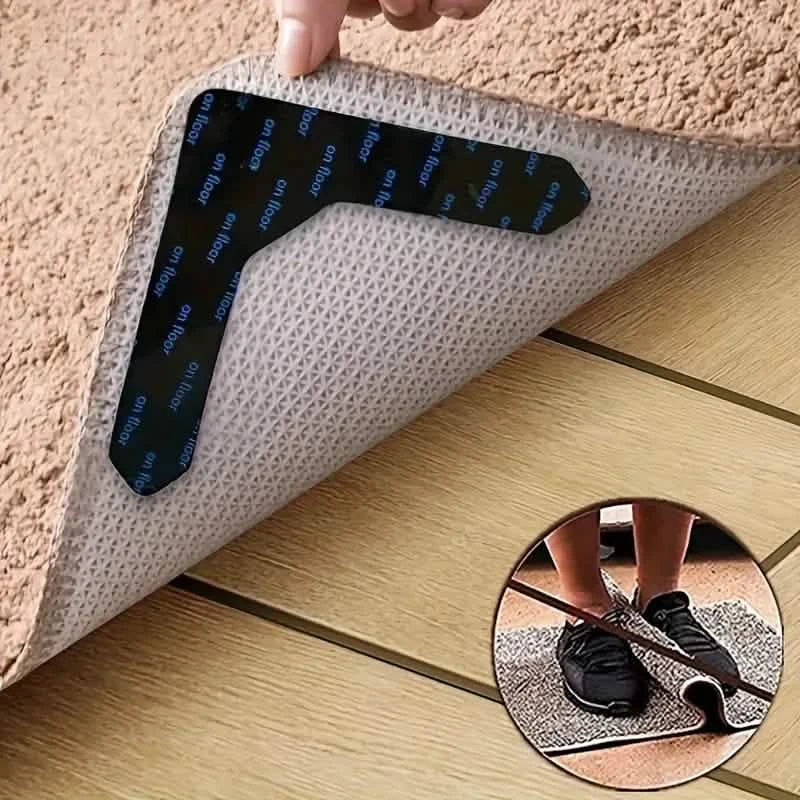 Image of 4-Pack: Reusable Non-Slip Carpet Rug Stickers
