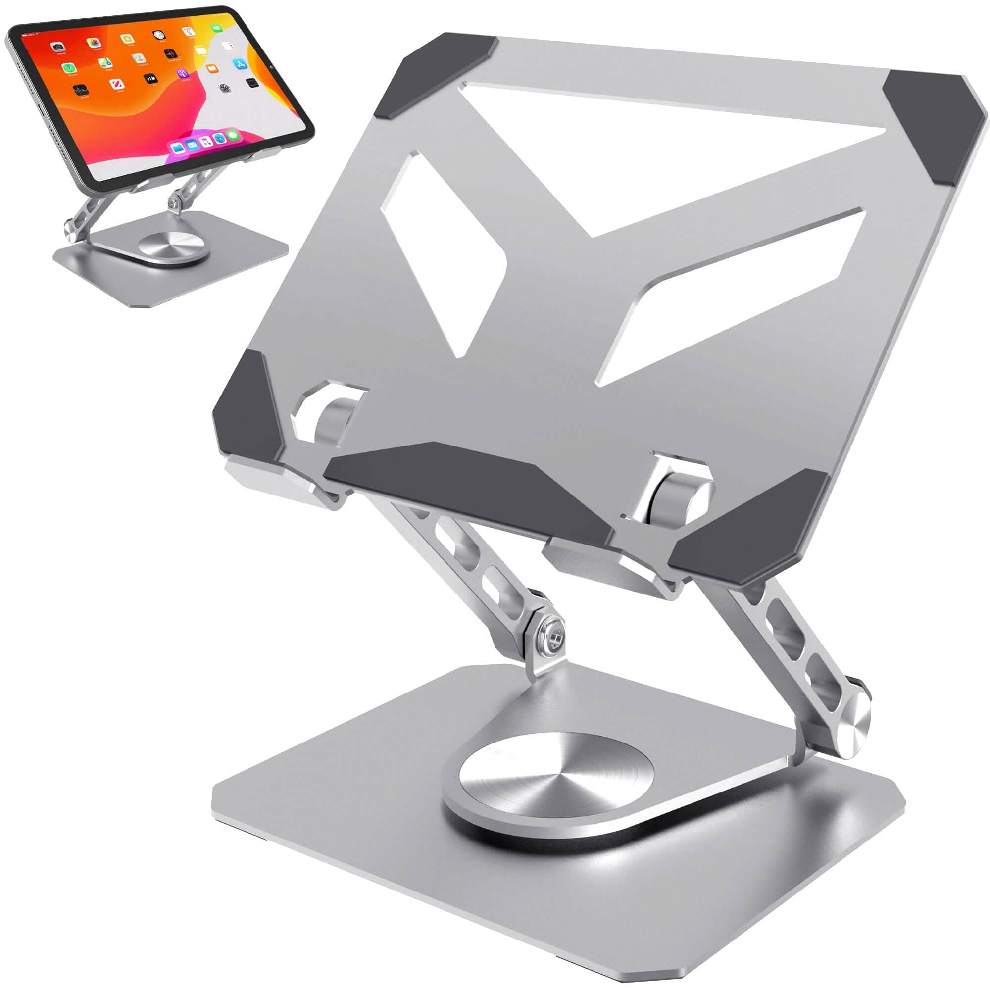 Image of Purely SW60 Swivel Tablet Stand, Aluminum iPad Stand with 360Â° Rotating Base, Adjustable & Foldable Tablet Holder