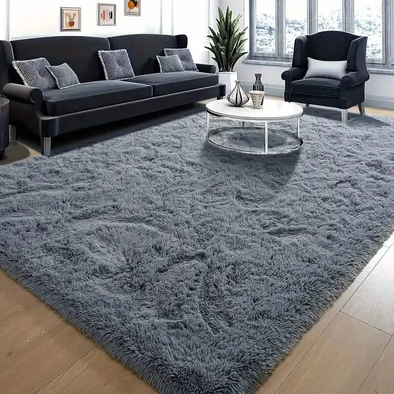 Image of Luxurious Velvet Rectangular Shaggy Plush Carpet Rug