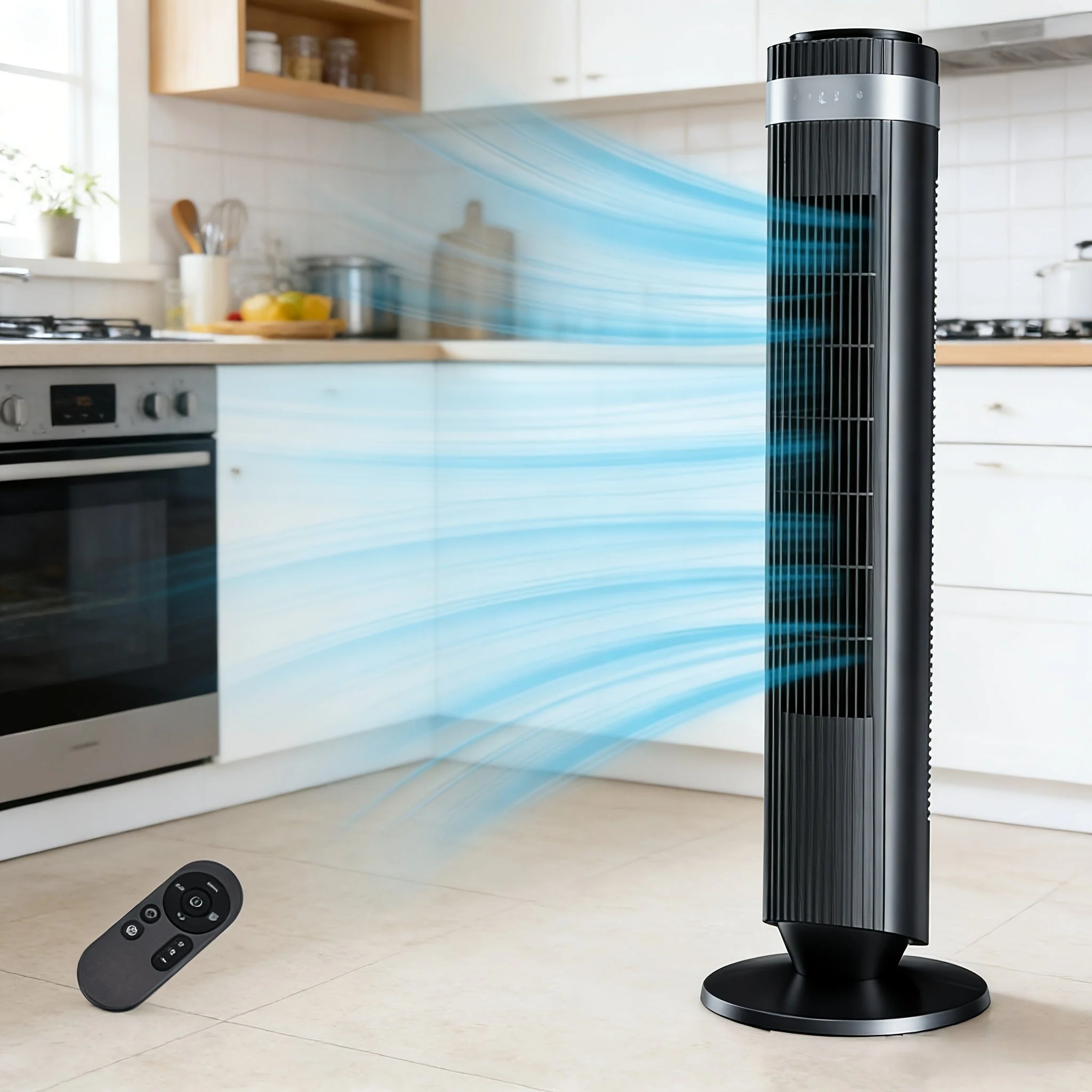 Image of Bladeless Tower Fan - 5 Speeds, 64° Oscillating, Remote & Timer