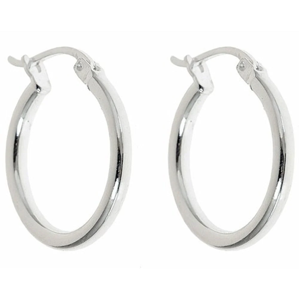 Image of Sterling Silver French Lock Hoop Earrings