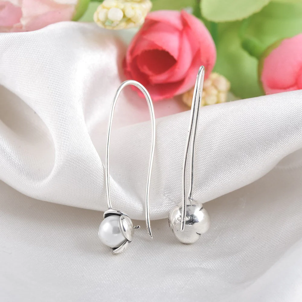 Image of 18K White Gold Plated Pearl Earrings