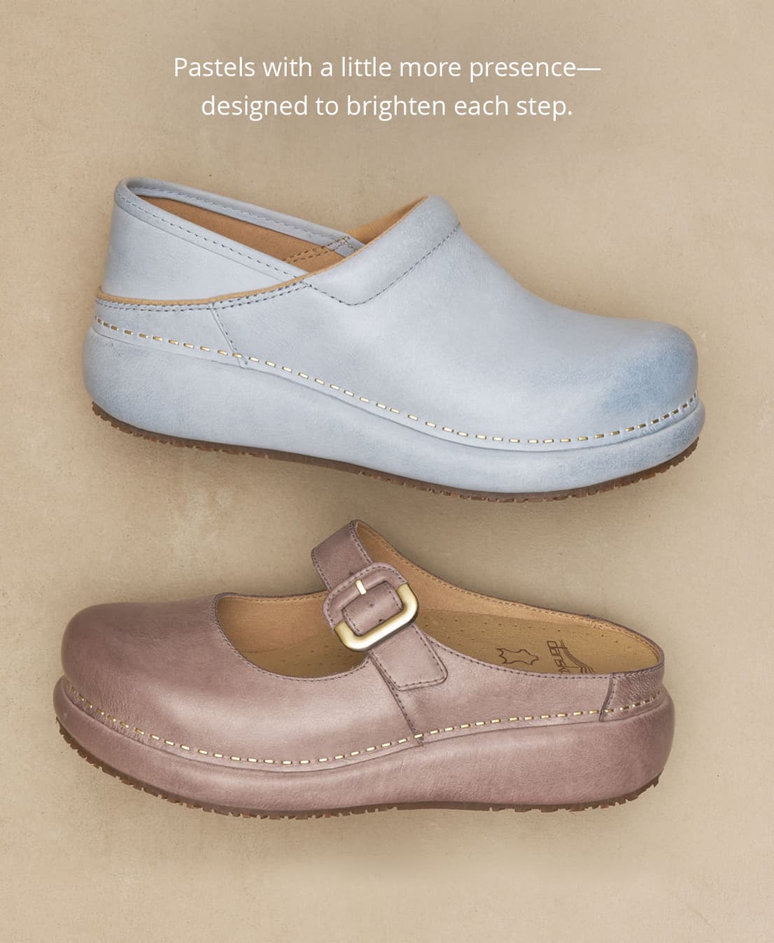 Pastels with a little more presence - designed to brighten each step.