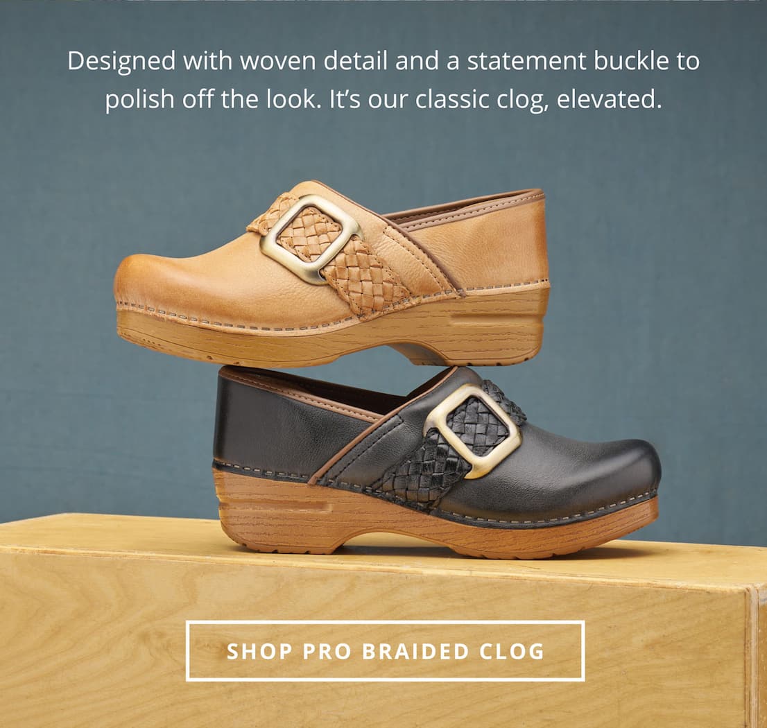 Designed with woven detail and a statement buckle to polish off the look. It's our classic clog, elevated. | Shop Pro Braided Clog