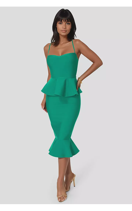 Spaghetti Strap Peplum Bandage Mini Dress