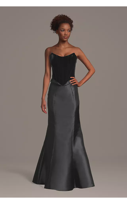 Two-Piece Strapless Velvet Corset Mermaid Dress