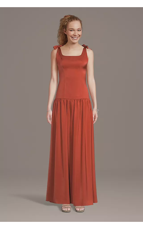 Drop Waist Charmeuse Tank A-Line Dress
