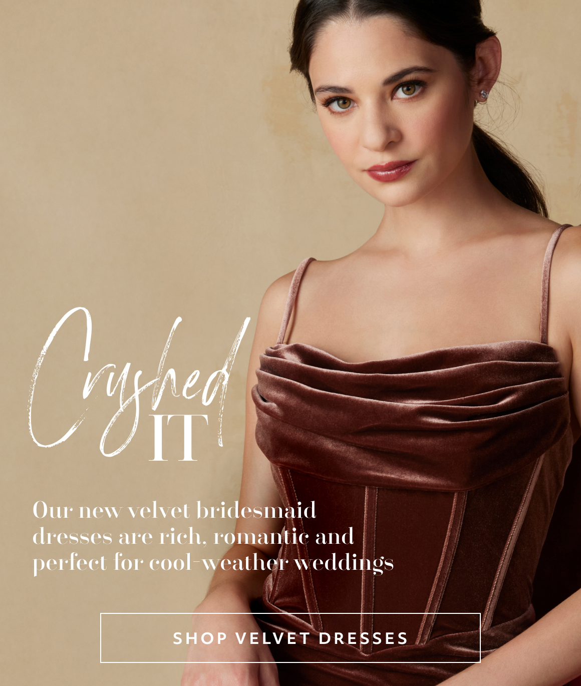 Crushed it - Our new velvet bridesmaid dresses are rich, romantic and perfect for cool-weather weddings - shop velvet dresses