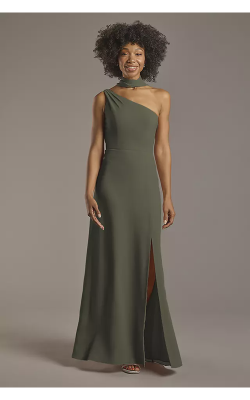 Convertible One-Shoulder Chiffon Dress