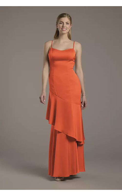 Matte Satin Tiered Skirt Sheath Dress