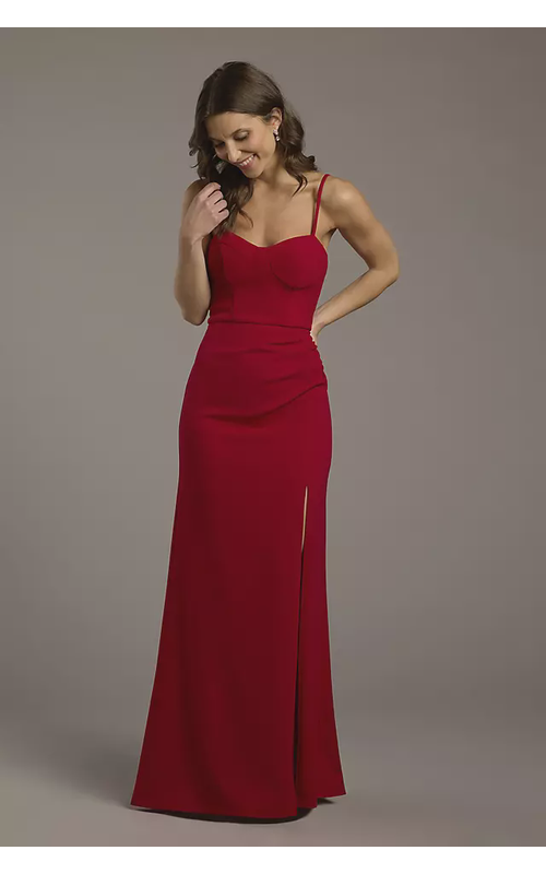 Seamed Corset Bodice Crepe Sheath Dress