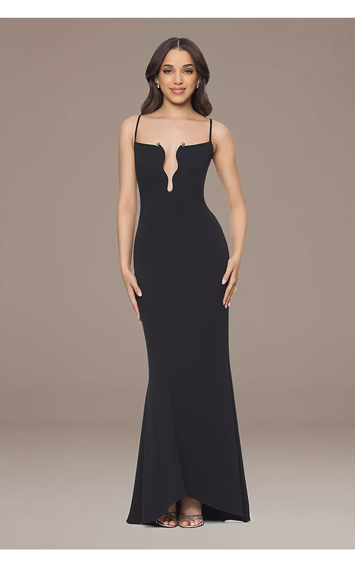Structured Crepe Plunge Sheath Dress