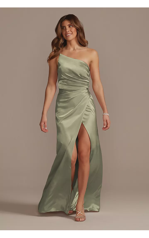 Charmeuse Draped One-Shoulder Dress