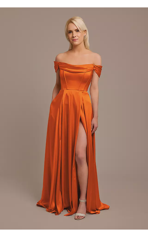 Charmeuse Cowl Off-the-Shoulder Dress