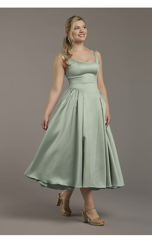 Satin Tank Tea-Length Dress