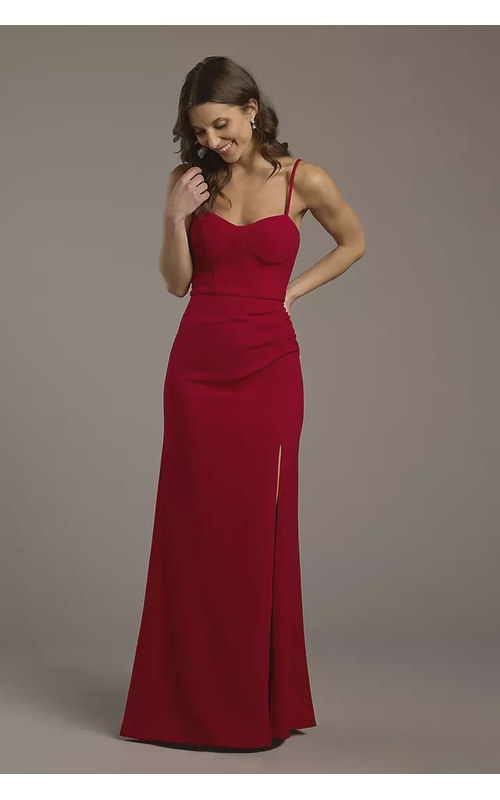 Seamed Corset Bodice Crepe Sheath Dress
