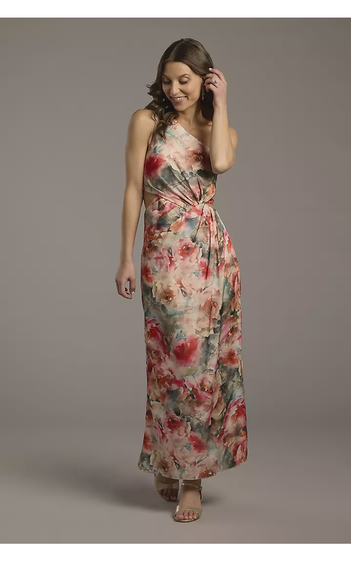 One-Shoulder Charmeuse Sheath with Cutout