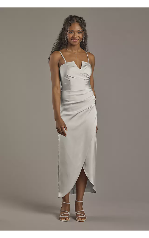 Matte Satin V-Notch Midi Dress