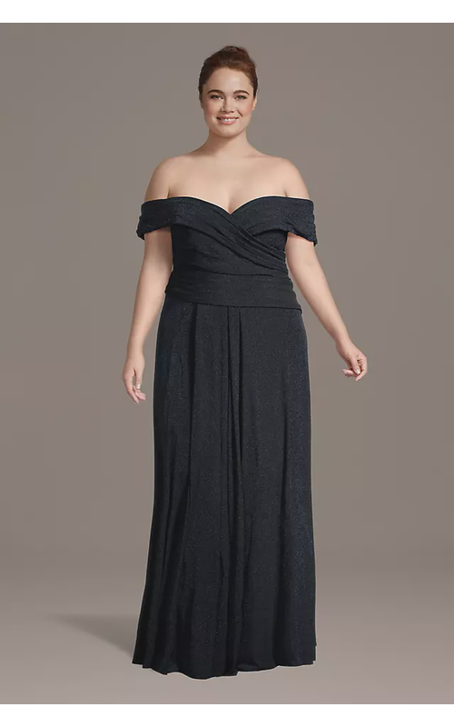 Off-the-Shoulder Draped Bodice A-Line Dress