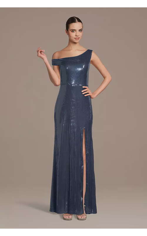 Asymmetrical Off-the-Shoulder Sequin Sheath Dress