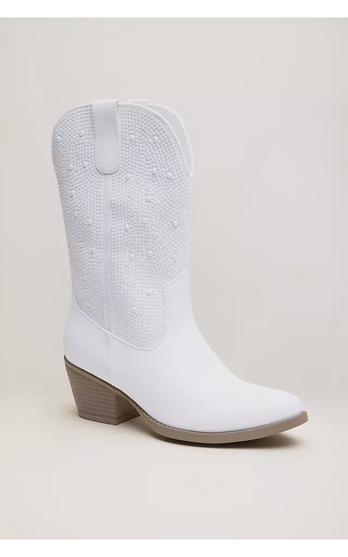Pearl Embellished Western Cowboy Boots