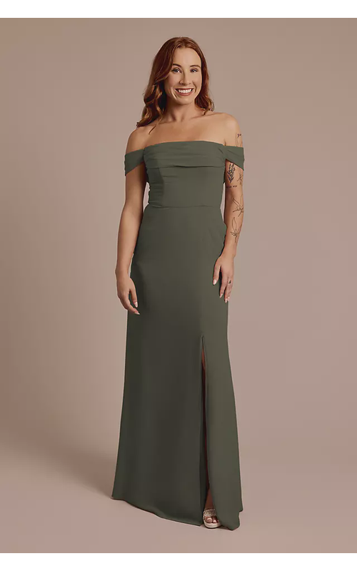 Chiffon Off-the-Shoulder Draped Dress