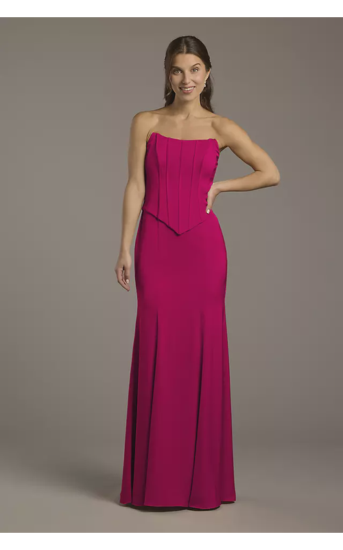 Matte Satin Corset Bodice Faux Two-Piece Dress