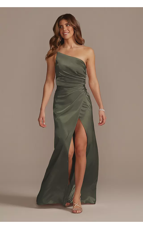 Charmeuse Draped One-Shoulder Dress