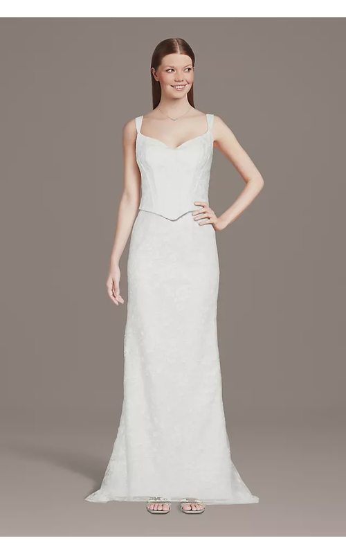 Tank Faux Two-Piece Lace Sheath Wedding Dress