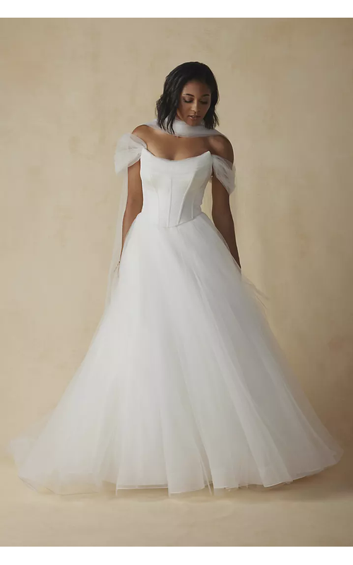 Taffeta Basque Waist A-Line Wedding Dress