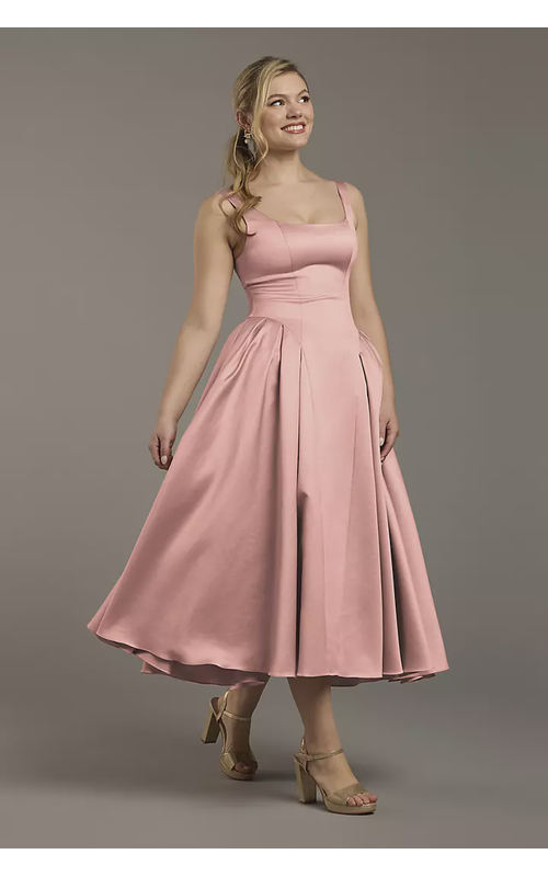 Satin Tank Tea-Length Dress