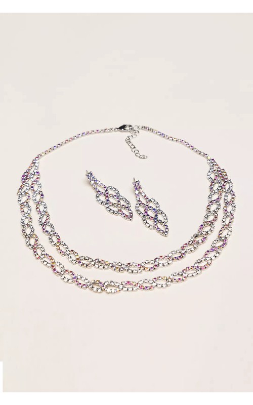 Iridescent Crystal Twist Double Strand Jewelry Set