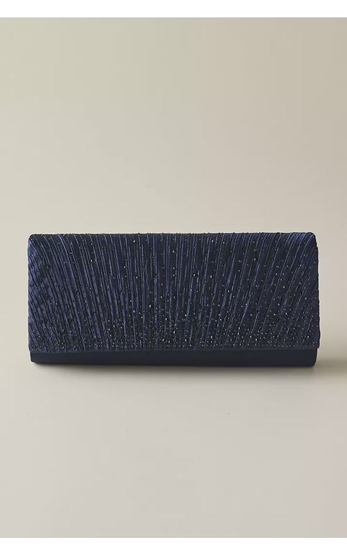 Pleated Satin Crystal Embellished Bag
