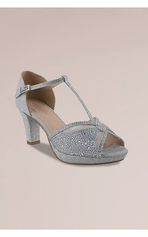 Nora Crystal Trim Peep Toe T-Strap Pumps