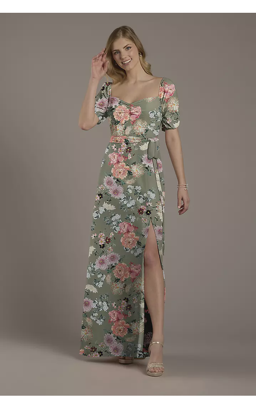 Floral Print Chiffon Billow Sleeve Dress