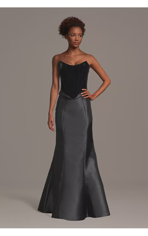 Two-Piece Strapless Velvet Corset Mermaid Dress