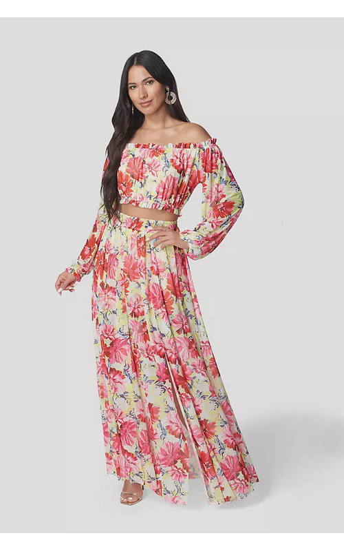 High Slit 2-pc Mesh Dress