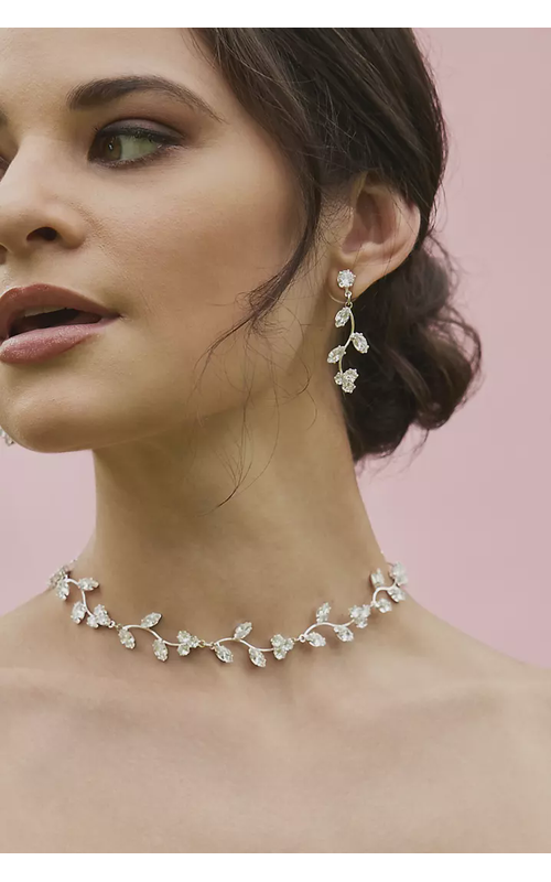Crystal Leaf Necklace and Earring Jewelry Set