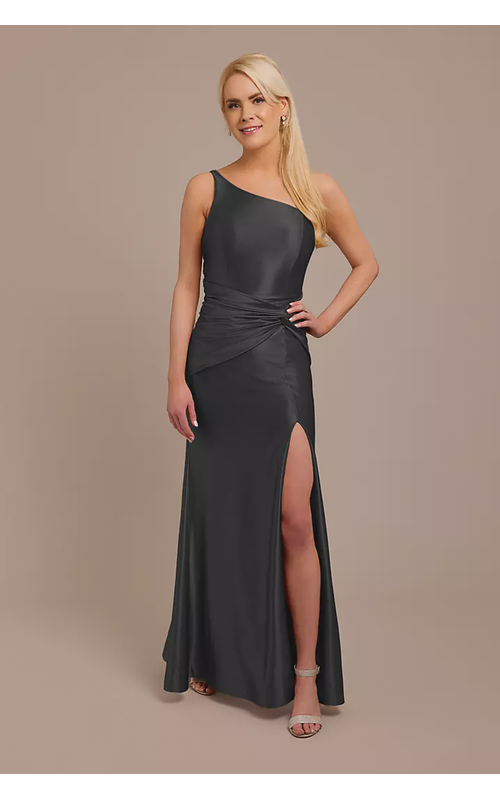 Sculpting Satin One-Shoulder Knot Dress