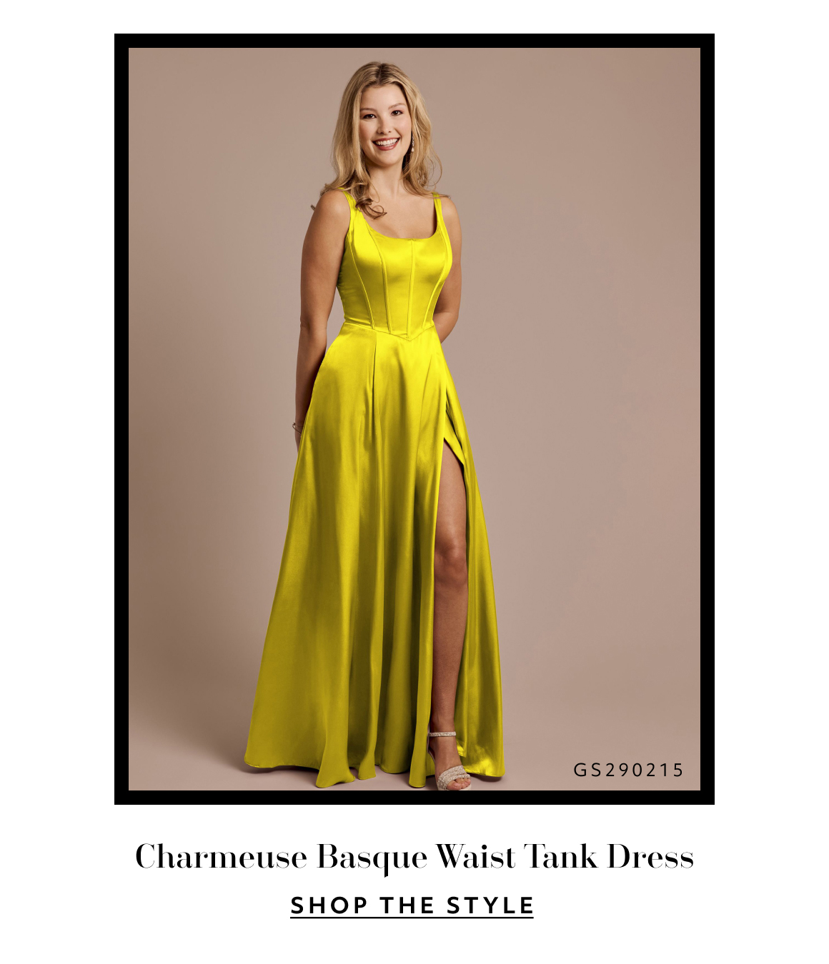 charmeuse basque waist tank dress - shop the style